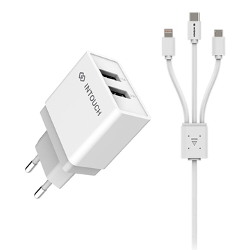 Picture of INTOUCH DUAL T/CHARGER 2.4A WHT + 3 PRONG CABLE